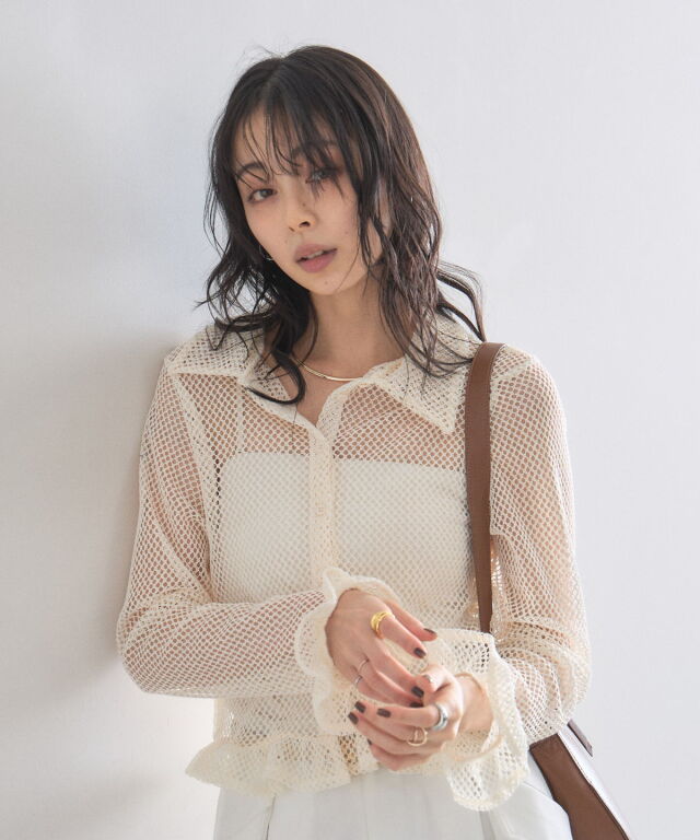 オフィシャルサイト限定】メッシュフリルシャツ