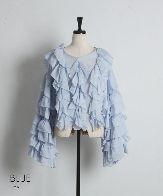 SUSAN FANGラッフルフェザーシアーブラウス　新品 オフィシャルサイト限定】ラッフルセミシアーブラウス