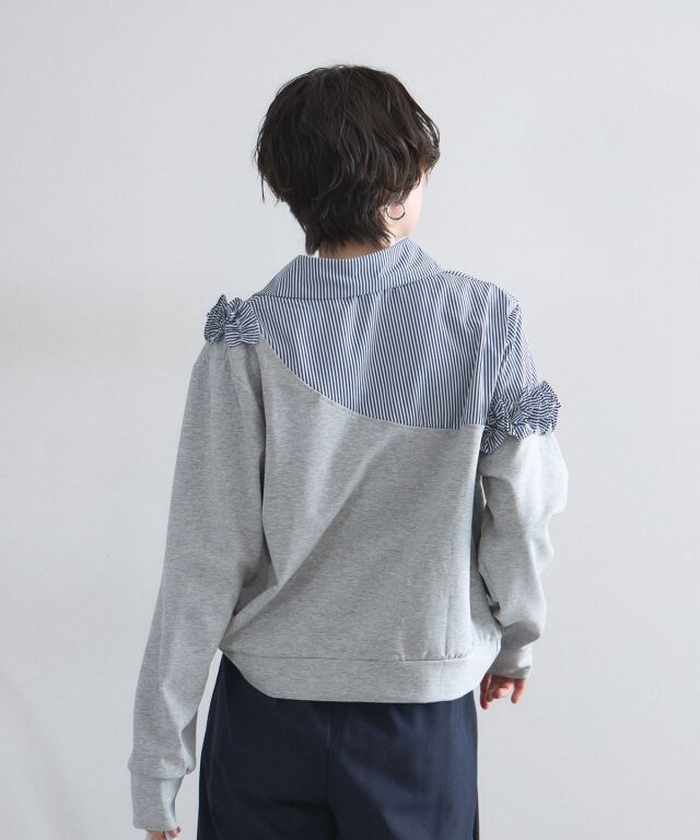 オフィシャルサイト限定】ストライプシャツドッキングスウェット
