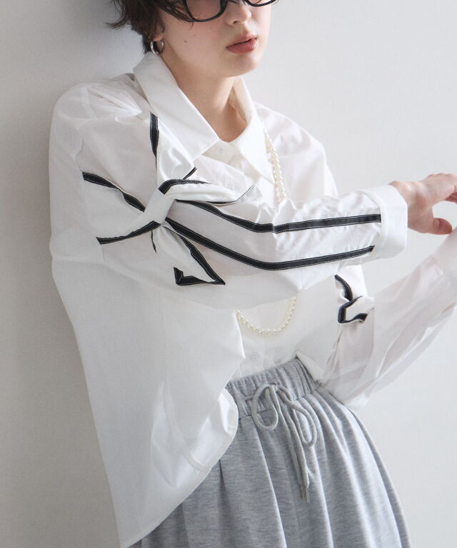 【オフィシャルサイト限定】リボンスリーブシャツ