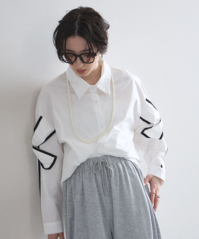 FUNFUNさま専用！yori  フレンチスリーブリボンシャツ 161-1005-0-m-01-pl.jpg