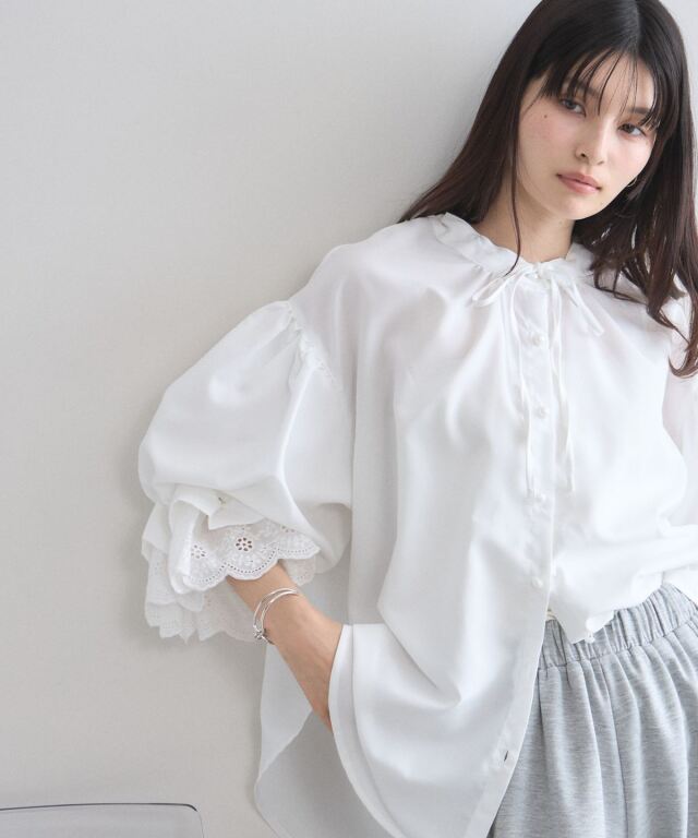 NOWOS レースブラウス Tulle lace blouse-チュールレースブラウス-nowos（ノーウォス）通販