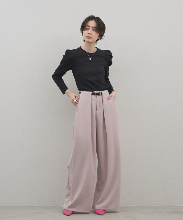 オフィシャルサイト限定】ベルト付きスラッシュタックデザインワイドパンツ