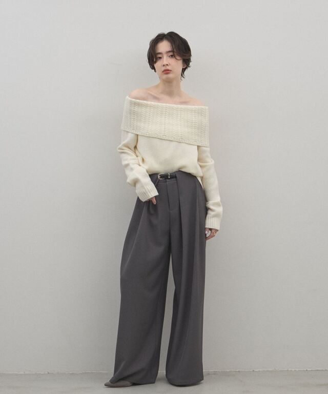 オフィシャルサイト限定】ベルト付きスラッシュタックデザインワイドパンツ