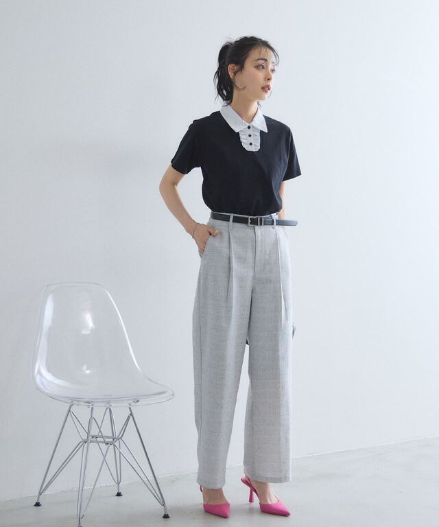 ライトツイードタックワイドパンツ