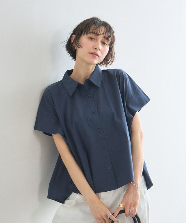 ♡HIME♡ ●●大ボウル●ネイビー タックスリーブオーバーシャツ