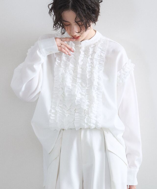 フリル ブラウス NAVY ブラウス シャツ 袖フリルブラウス レディース : ZOZOTOWN Yahoo