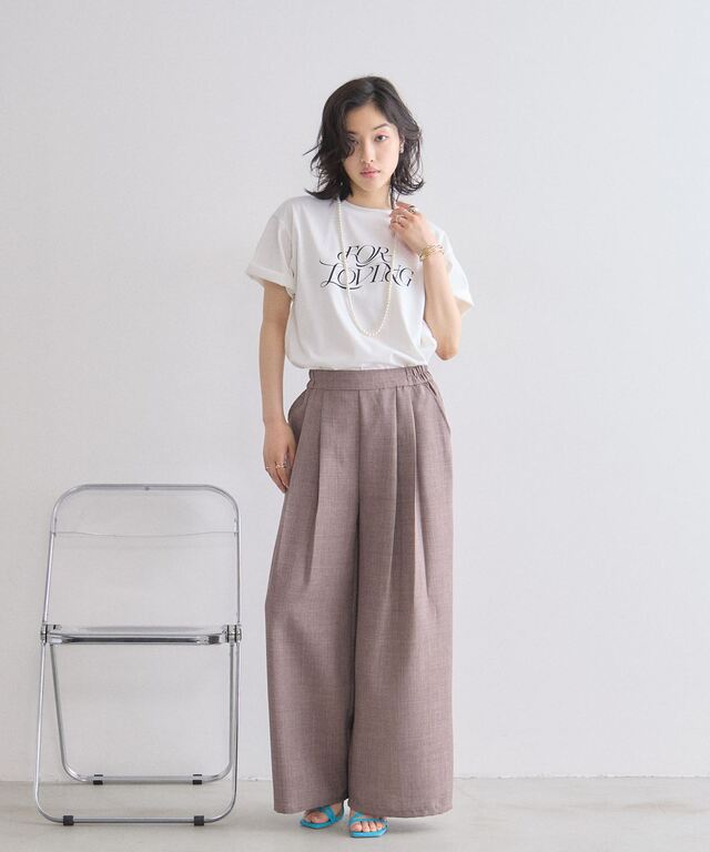 林田岬優さん着用】タックワイドストレートパンツ （セットアップ対応）