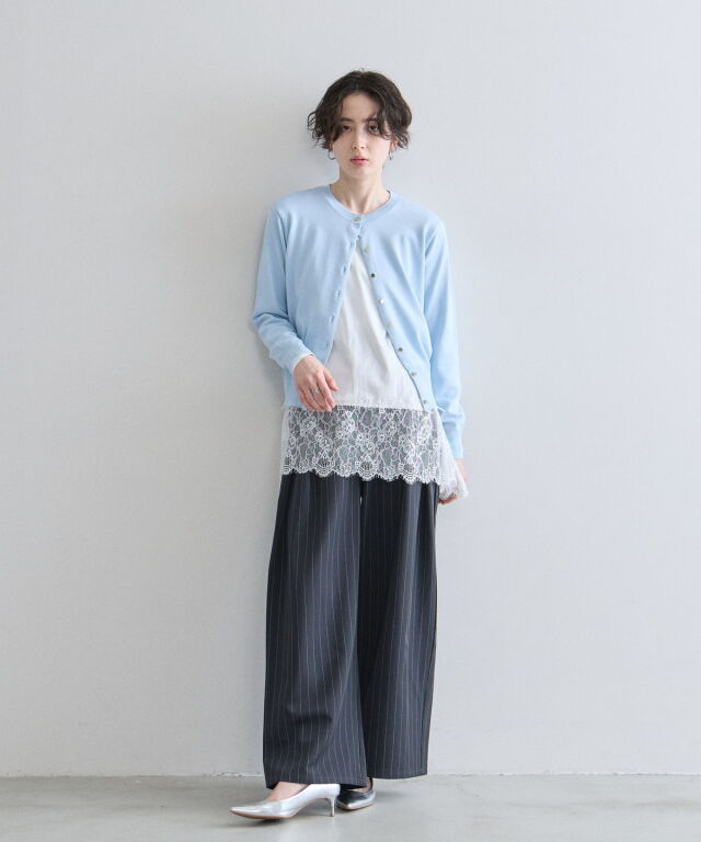 裾レース長袖Tシャツ