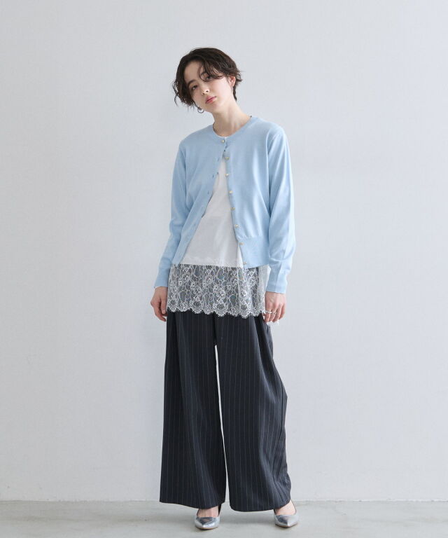 裾レース長袖Tシャツ