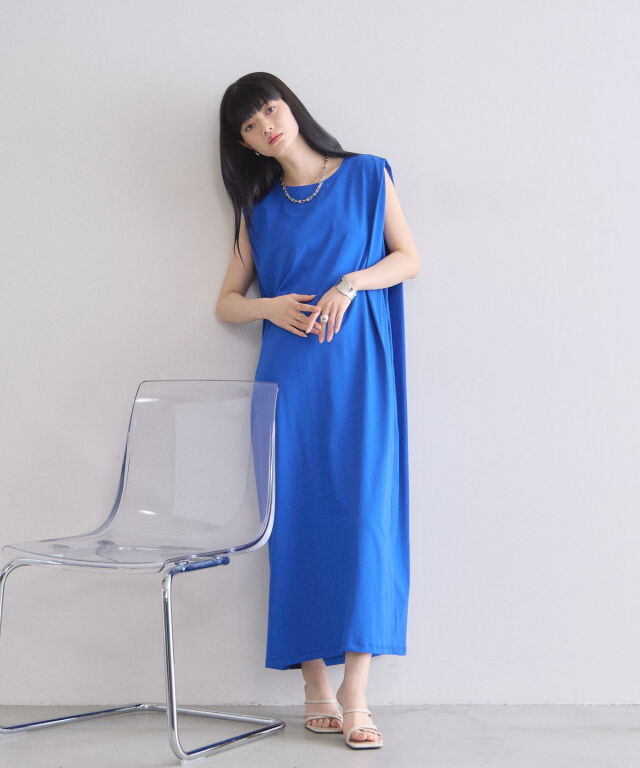 【オフィシャルサイト限定】天竺ショルダータックカットワンピース