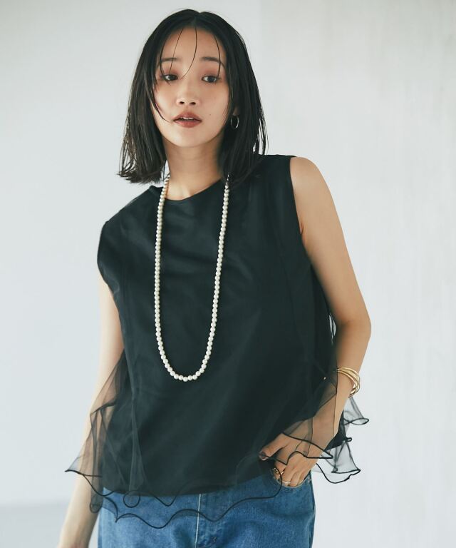 【入荷希望受付中☆】フレアー切り替えチュールトップス《RequestProject》 ※入荷希望数により商品化しない場合がございます。