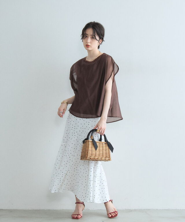 オフィシャルサイト限定】カラミ織レースドットマーメイドスカート