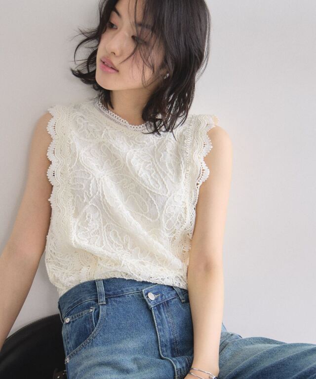 オフィシャルサイト限定】コード刺繍ノースリーブブラウス