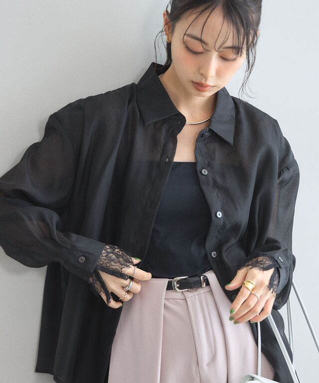 オフィシャルサイト限定】レース付きシアーシャツ