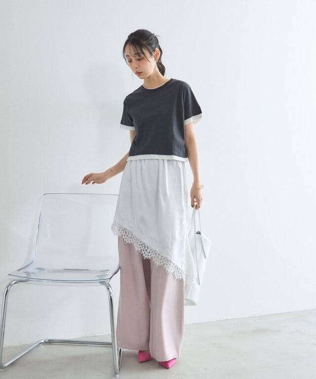 オフィシャルサイト限定】アシンメトリーレース付きスカート