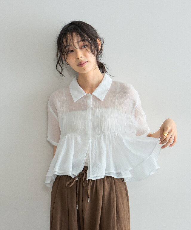 オフィシャルサイト限定】シアーペプラムブラウス