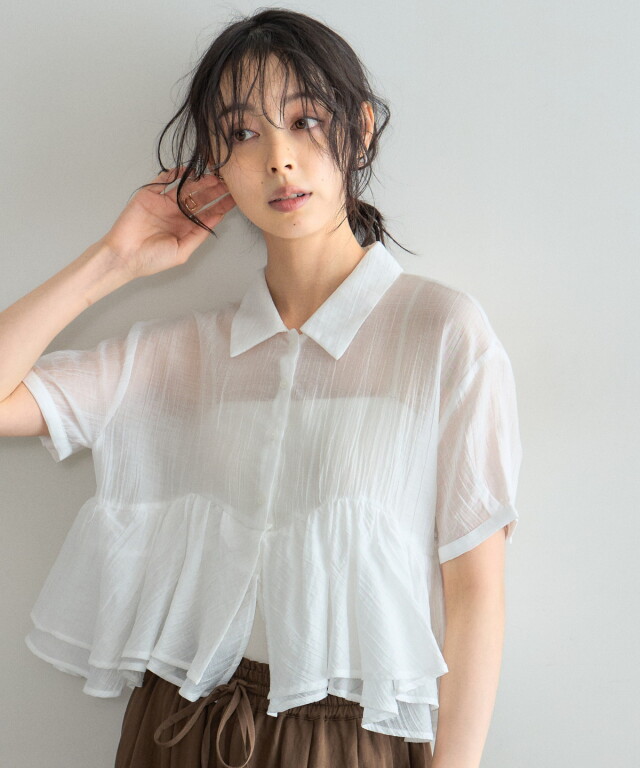 OHGA ぺプラムブラウス オフィシャルサイト限定】シアーペプラムブラウス