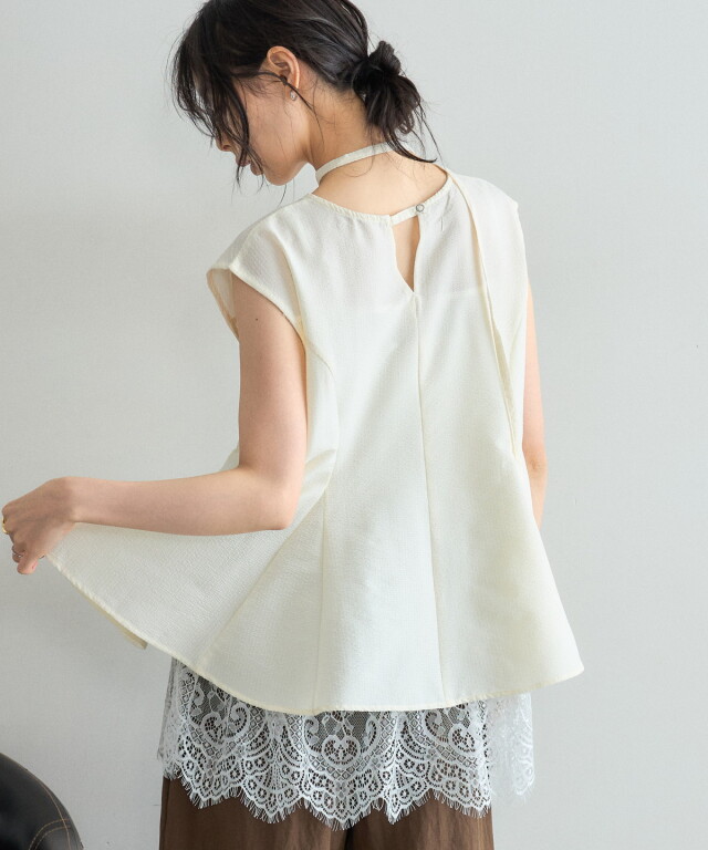【オフィシャルサイト限定】【SET販売】ペプラムブラウス＋レースキャミセット