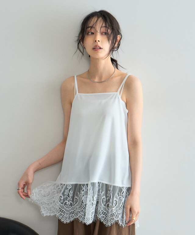 SET販売】ペプラムブラウス＋レースキャミセット