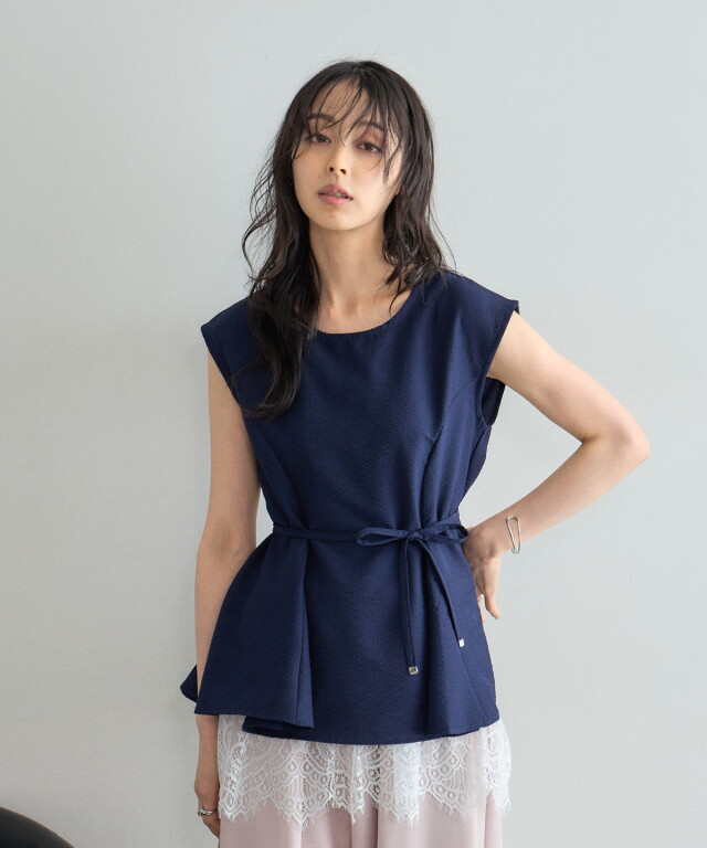 SET販売】ペプラムブラウス＋レースキャミセット