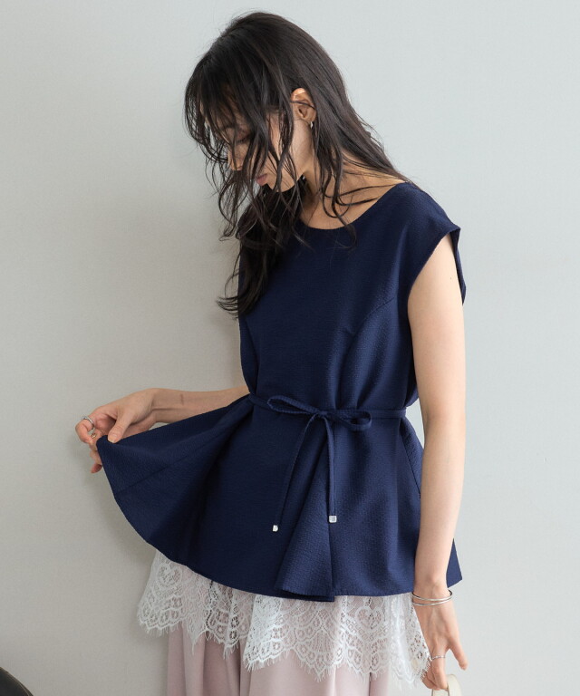 SET販売】ペプラムブラウス＋レースキャミセット