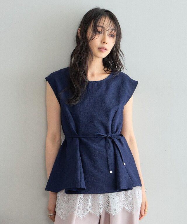 SET販売】ペプラムブラウス＋レースキャミセット