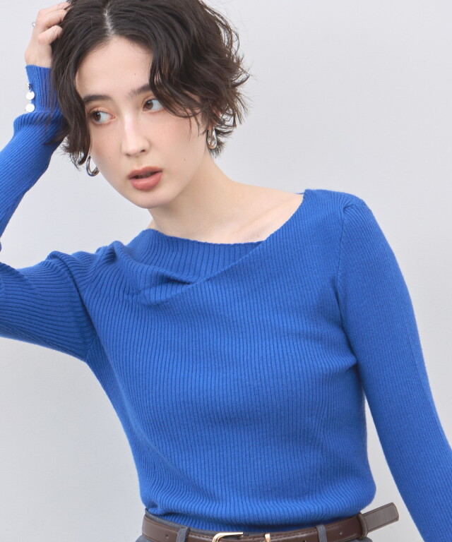 【オフィシャルサイト限定】アシメネックリブニットプルオーバー