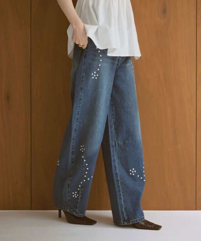 スタッズアシメカーブデニム