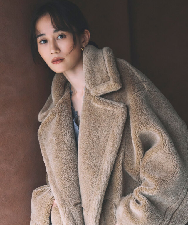 【前田敦子さんカタログ着用】テディボアビッグカラーロングコート