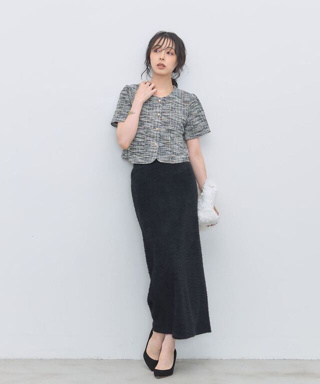 オフィシャルサイト限定】ツイード半袖ニットジャケット