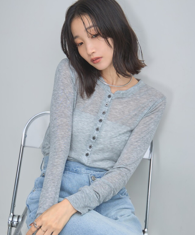 【WEB限定】シアーヘンリーネックプルオーバー