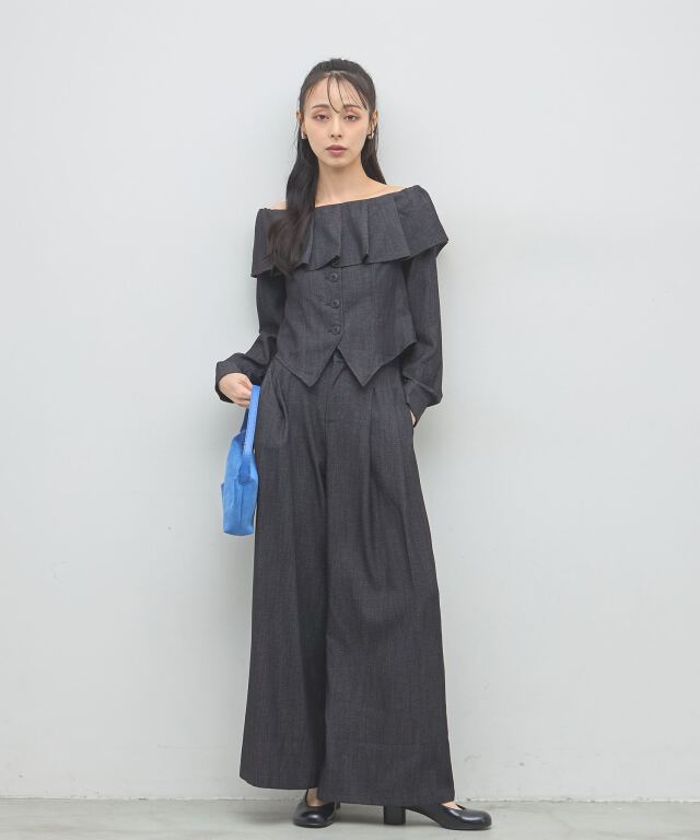 【オフィシャルサイト限定】オフショルフリル＆ワイドパンツセットアップ
