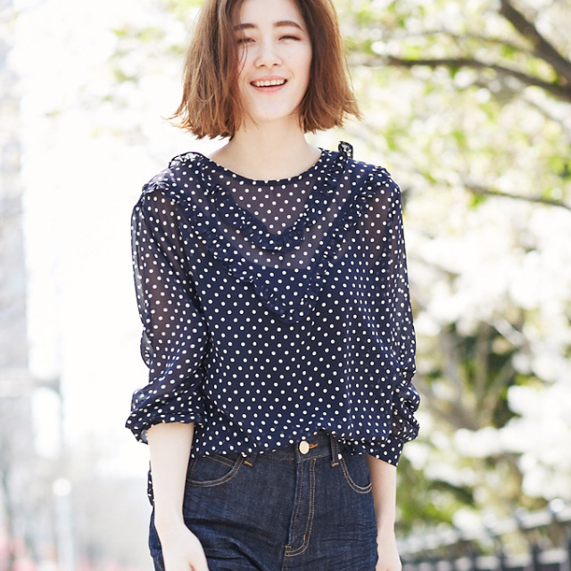 Dot Print Blouse レディース ドット柄 ブラウス Dot Print Blouse レディース ドット柄 ブラウス