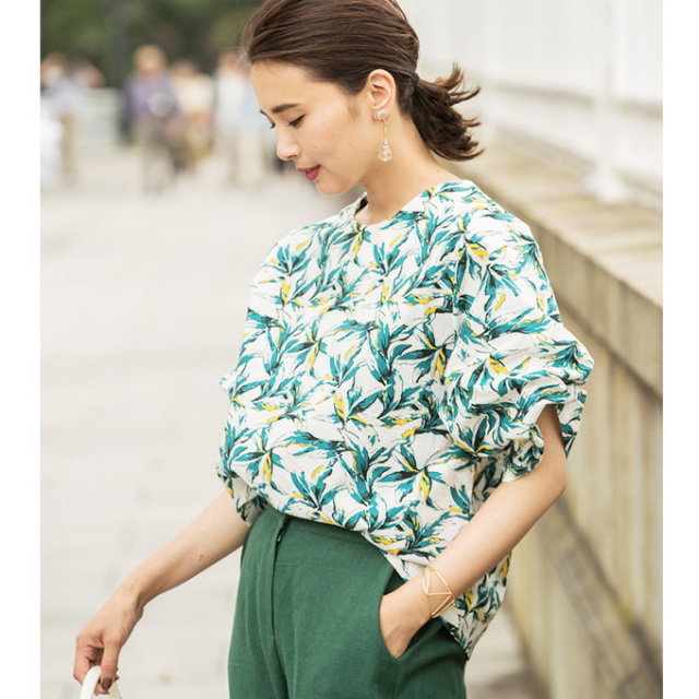 Botanical Print Blouse レディース ボタニカル柄 ブラウス