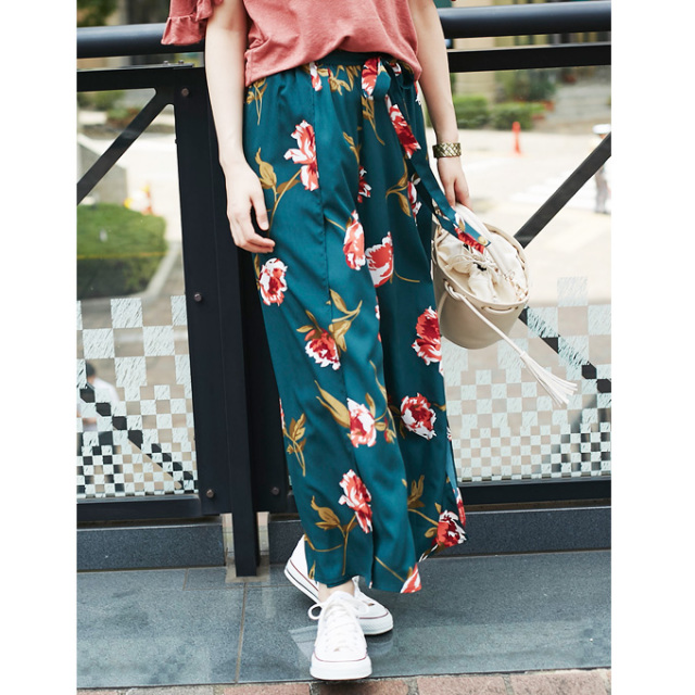 Retro Flower Wide Pants レトロ花柄 ワイド パンツ