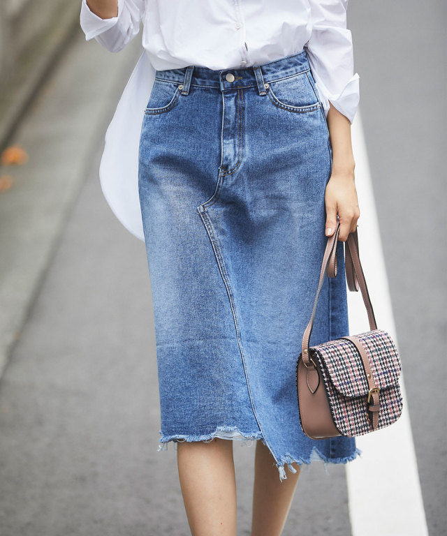 Web限定 カットオフデニムスカート