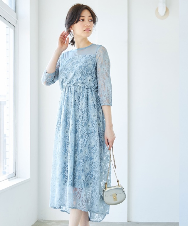 スカラレースフレアワンピース 