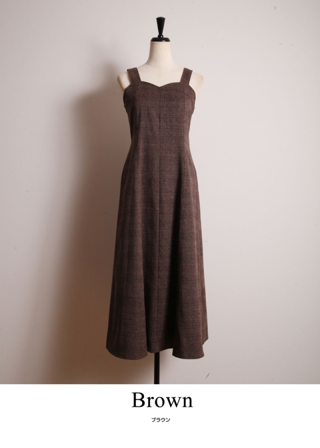 チェックフィットフレアワンピース