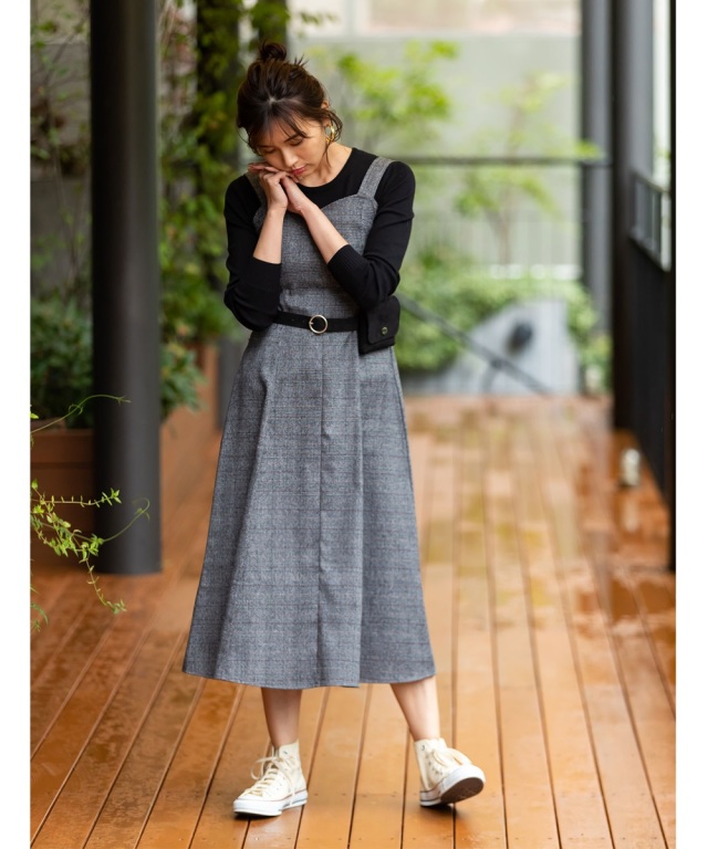 チェックフィットフレアワンピース