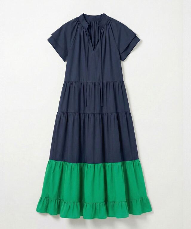バイカラーティアードワンピース