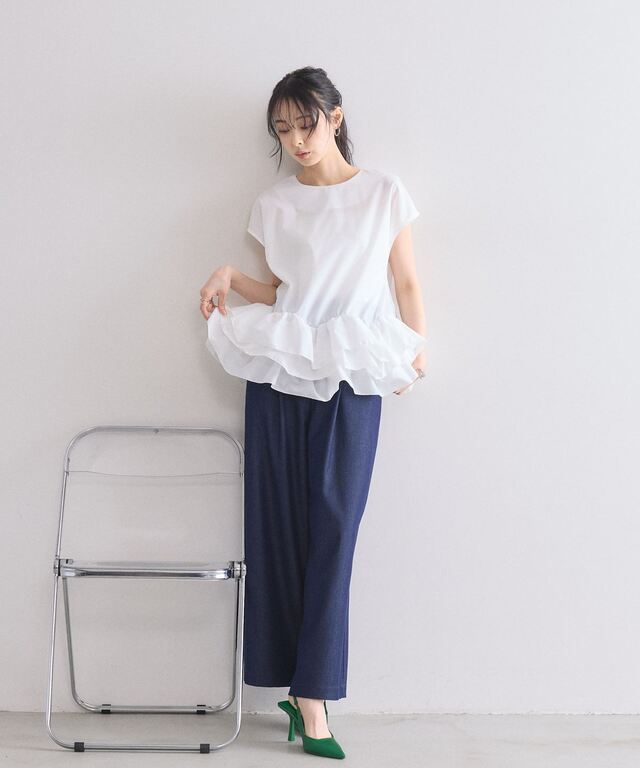 OHGA 裾フリルブラウス 美品】OHGA オーガ フリルブラウス シャツ フリーサイズ 【公式通販】