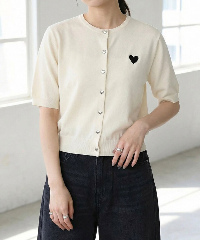 ハート刺繍カーディガン