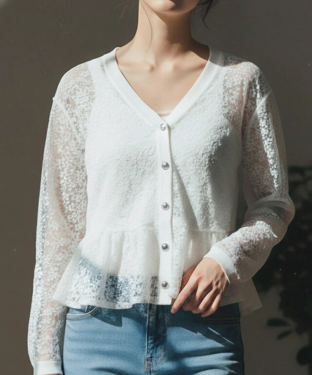 【入荷希望受付中☆】小花チュールペプラムカーディガン《RequestProject》 ※入荷希望数により商品化しない場合がございます。