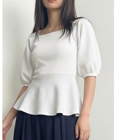 袖パフスリーブペプラムニット