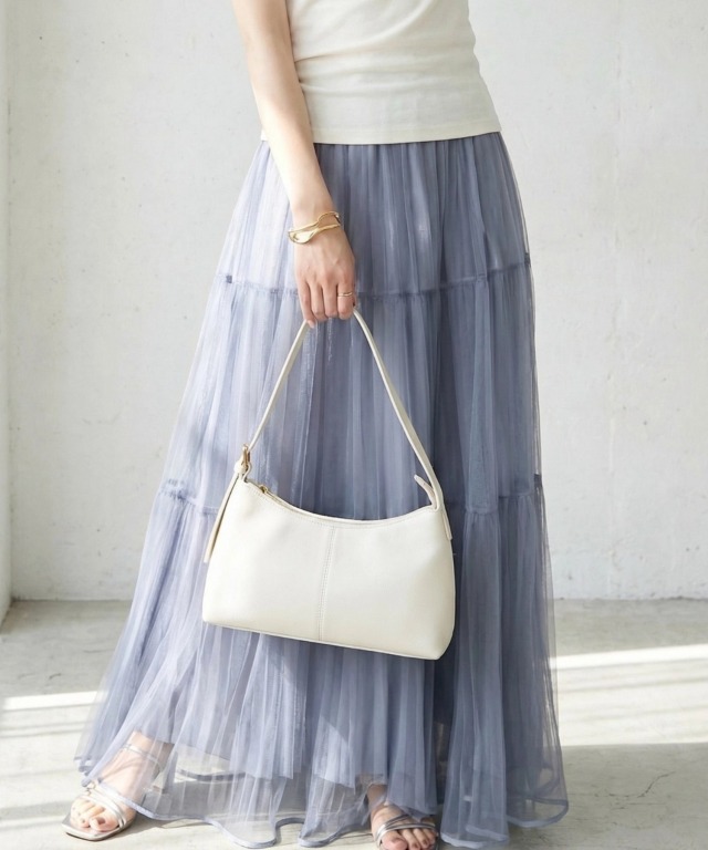 【入荷希望受付中☆】ラメプリーツレイヤードチュールロングスカート《RequestProject》 ※入荷希望数により商品化しない場合がございます。