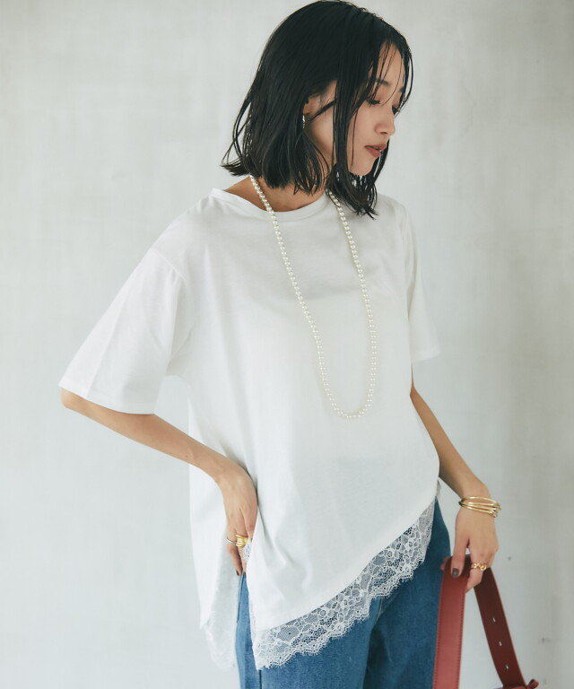 【あなたの「欲しい」の声で商品化決定！】《RequestProject》裾レース半袖Tシャツ