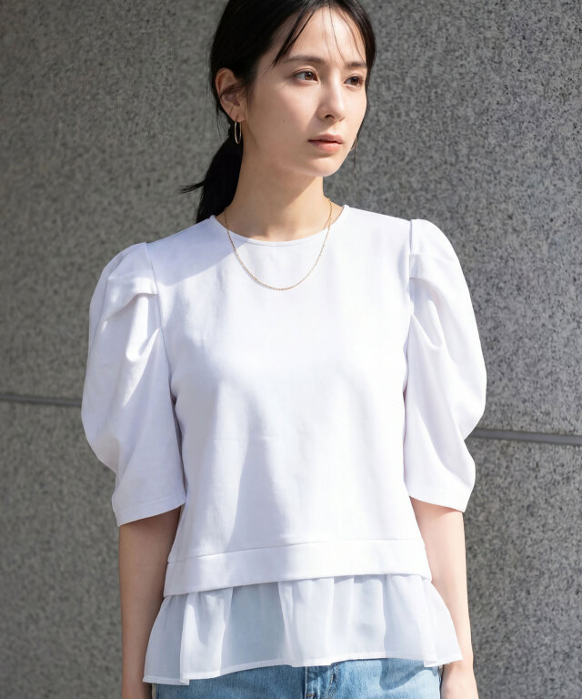 【WHITE】コットン タックスリーブ トップス UNITED ARROWS LTD. OUTLET｜コットン タックスリーブ トップス