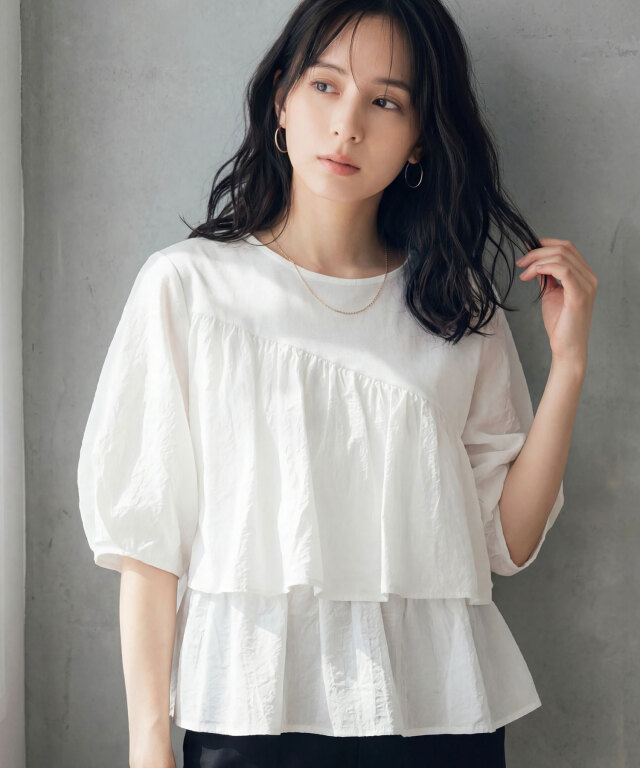 専用UA アシンメトリー フリルカットソーベージュ新品未使用 Re:EDIT（リエディ） カーディガン 「2026S/S COLLECTION