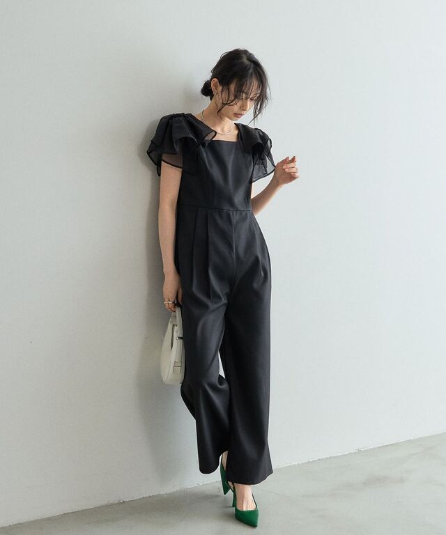 肩フリルオールインワン